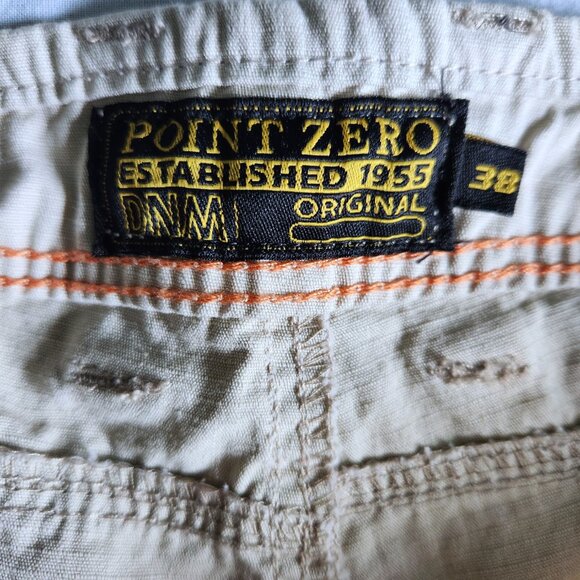 Men's 38 Shorts Point Zero Flat Front DNM Original Beige Cotton Zip Button - Picture 9 of 14